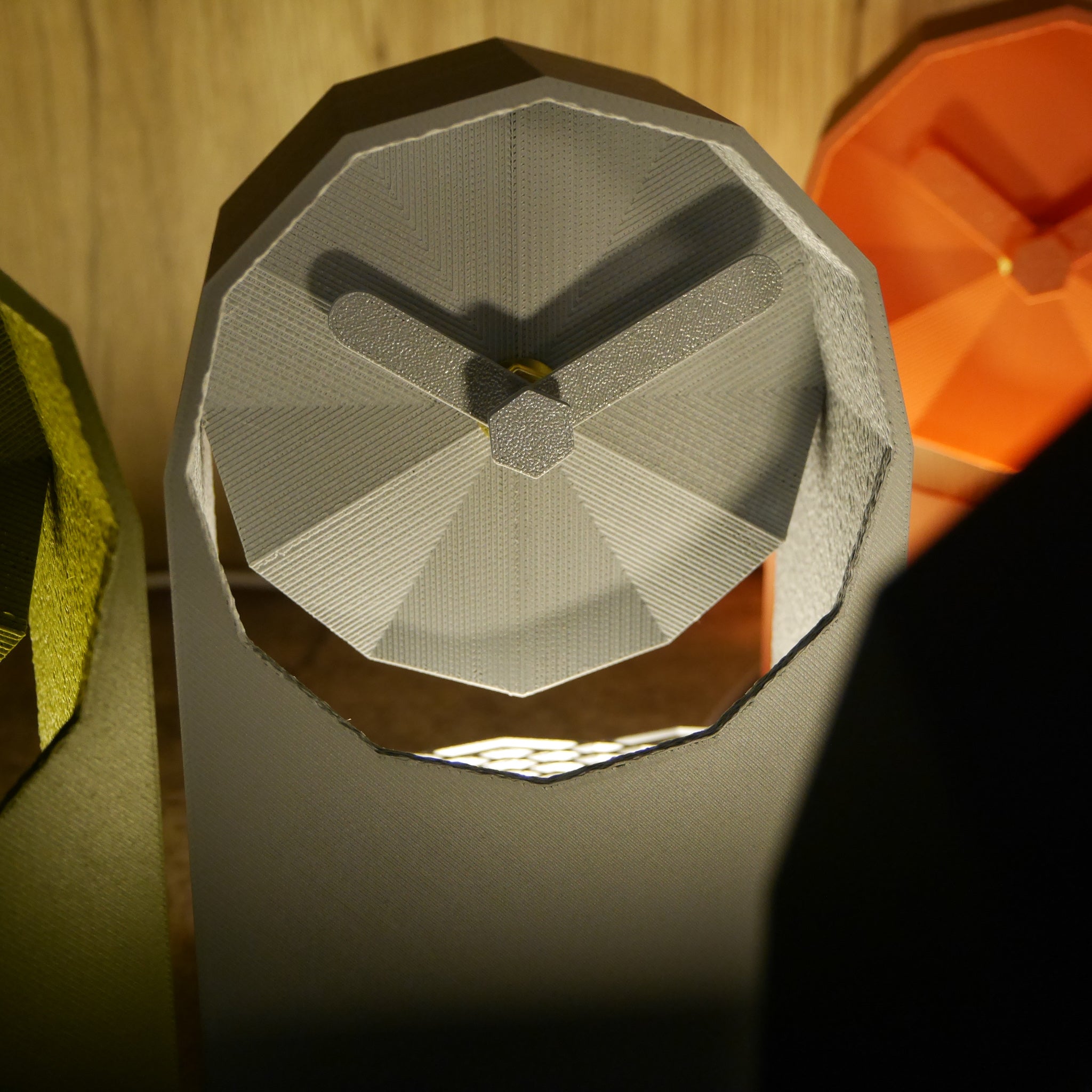 Internally illuminated clock with textured face in Slate colour